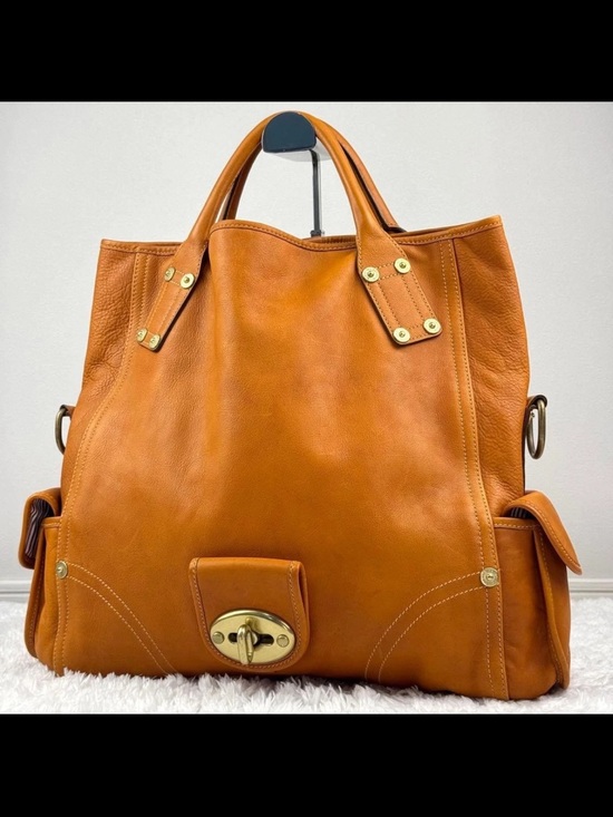 Mulberry Handbags - Mulberry Cognac Leather Tote with Gold Hardware